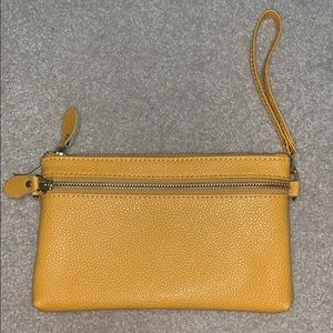Yellow/Gold Leather Wristlet